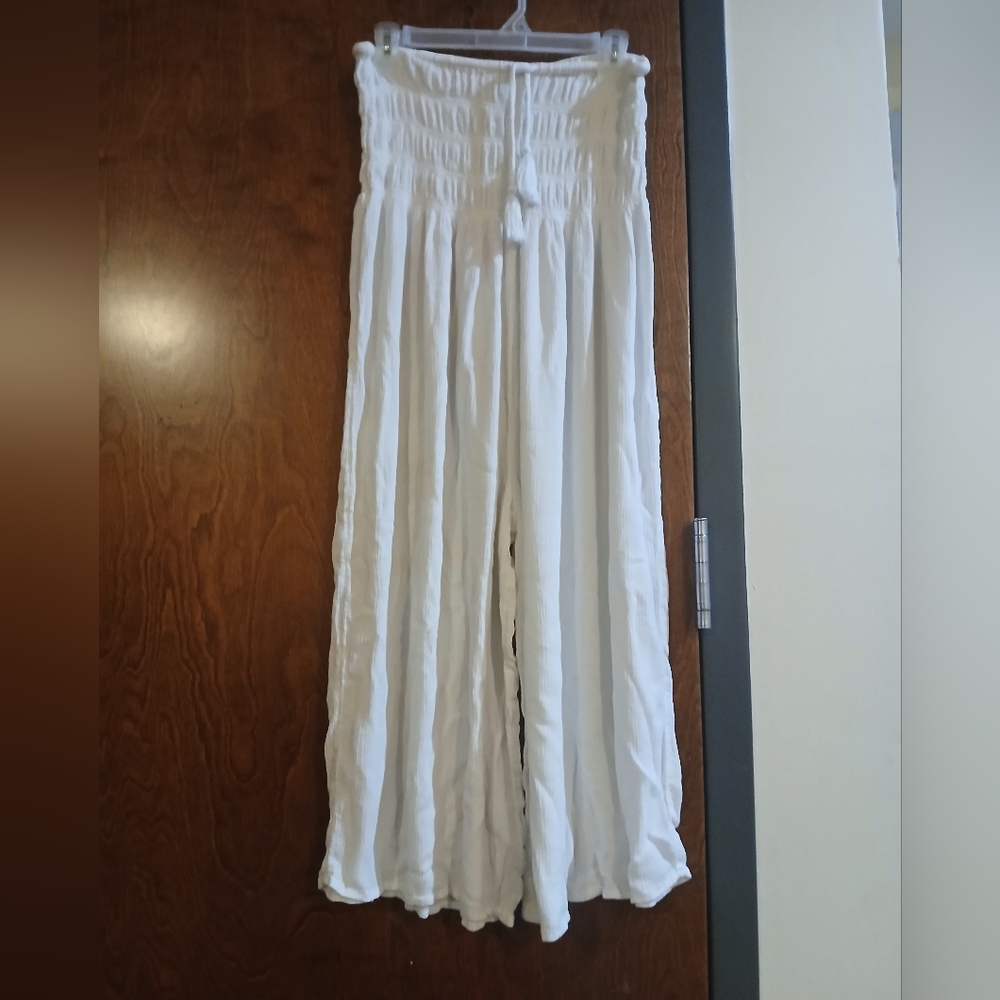 O'NEILL white strapless cropped wide leg jumsuit